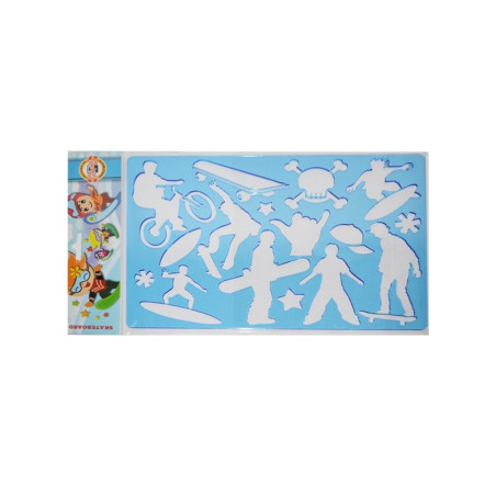 Sablon cu forme pentru desen, diverse forme sport, 26,5x18,5 cm