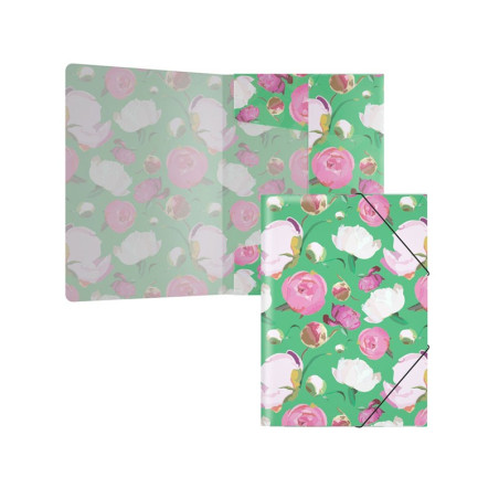 Mapa cu elastic, A5+, Erichkrause, model cu bujori, PP, multicolora