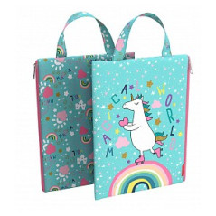 Mapa verticala cu maner si fermoar lateral, format A4, model Rainbow Skate