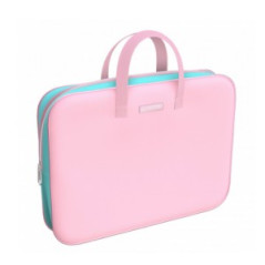 Mapa pentru documente, A4, maner transport si fermoar, poliester, roz