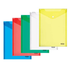 Mapa din plastic, format A4, verticala, inchidere cu buton, diverse culori