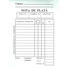 Nota de plata, format A6, 2 exemplare, 100 file, hartie autocopiativa