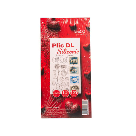 Plic Dl siliconic, set 10 bucati, 110x220 mm, hartie offset alba 80 g/mp