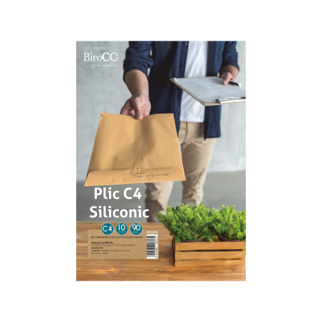 Plic C4 siliconic, 229x324 mm, kraft, 10 bucati/set