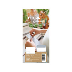 Plic Dl Siliconic BiroCO, 80 g/mp, 110X220 mm, fereastra dreapta 90X45 mm, alb, 100 bucati