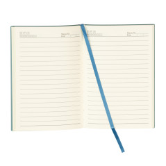 Agenda nedatata, 112 file, format A5, textura catifelata, turcoaz