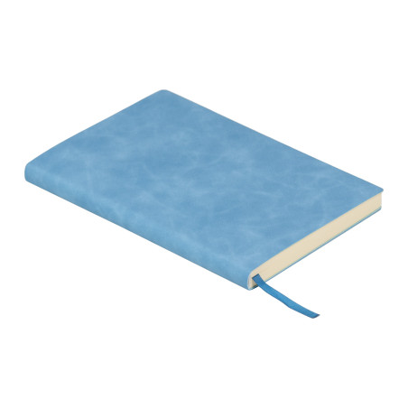 Agenda A5 nedatata cu 112 file, albastru deschis, coperta catifea