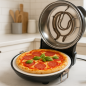 Cuptor electric pentru pizza, reglabil, 1200W, maxim 420 grade Celsius, piatra ceramica cu manere, 2 spatule, cutit Cuptor electric pentru pizza, reglabil, 1200W, maxim 420 grade Celsius, piatra ceramica cu manere, 2 spatule, cutit