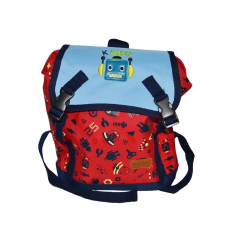 Ghiozdan gradinita Robot, compartiment cu inchidere dubla, spate buretat, maner, 21,5x12x26 cm