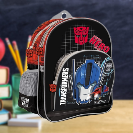 Ghiozdan Transformers, 2 compartimente, buzunare laterale, elemente reflectorizante, 37x30x17cm