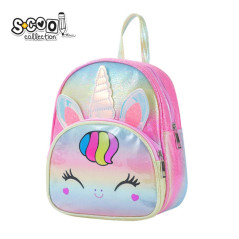 Ghiozdan gradinita GLITTER UNICORN, compartiment spatios, buzunar frontal, maner, multicolor, 25x32x11 cm