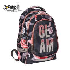 Ghiozdan clasele primare, LIGHT GLAM, compartimente cu fermoar, spate si bretele buretate, 41x28x21 cm