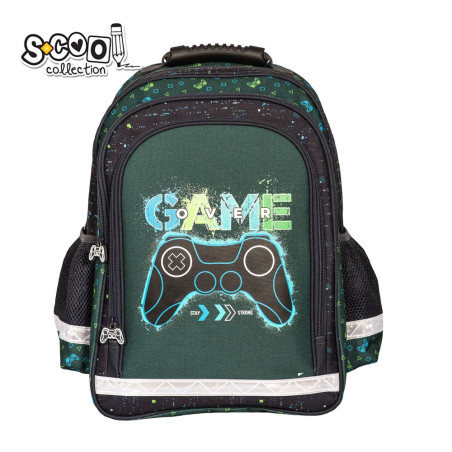 Ghiozdan ergonomic GAME, 2 compartimente mari, un compartiment frontal, buzunare laterale, 40.5 cm