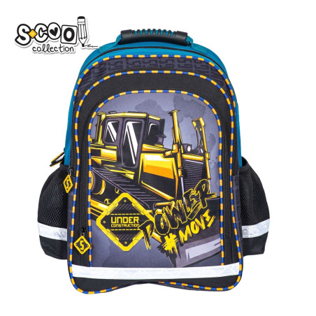 Ghiozdan ergonomic POWER, compartimente cu fermoar, maner, bretele buretate, 40.5x29x13.5 cm