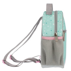 Ghiozdan pentru gradinita, motiv Doggy, compartiment captusit, fermoar, 20x25x8 cm, alb/menta