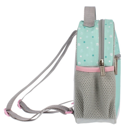 Ghiozdan pentru gradinita, motiv Doggy, compartiment captusit, fermoar, 20x25x8 cm, alb/menta