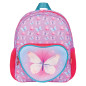 Ghiozdan gradinita BUTTERFLY, buzunar inimioara, fermoare cu pandantive ursulet, 31x24x9 cm