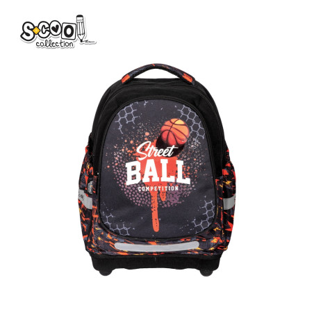 Ghiozdan baieti, desgin modern, STREET BALL, 39 cm, buzunare laterale, baza EVA, picioare