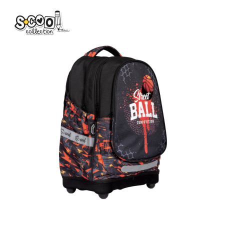 Ghiozdan baieti, desgin modern, STREET BALL, 39 cm, buzunare laterale, baza EVA, picioare