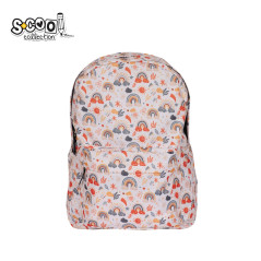 Ghiozdan cu imprimeu multicolor, volum 15L, fermoar, poliester impermeabil, 30x16x43 cm