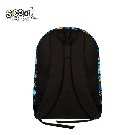 Ghiozdan cu imprimeu multicolor, 11 ani+, bretele reglabile, spate buretat, impermeabil, 43 cm