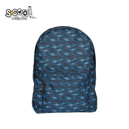 Ghiozdan clasic pentru baieti 11 ani+, imprimeu camuflaj, spate si bretele buretate, 30x16x43 cm