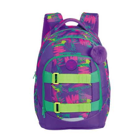 Ghiozdan anatomic, compartiment laptop, compartiment secundar cu organizator, fermoare duble, maner cu triplu