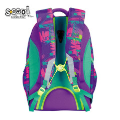 Ghiozdan anatomic, compartiment laptop, compartiment secundar cu organizator, fermoare duble, maner cu triplu