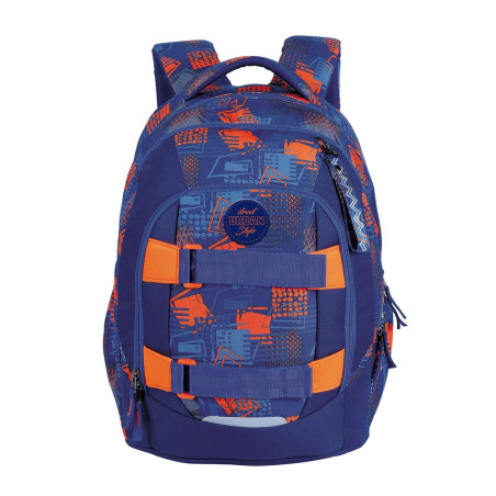 Ghiozdan scolar baieti, compartiment laptop, organizator, portchei, benzi reflectorizante, 11 ani+