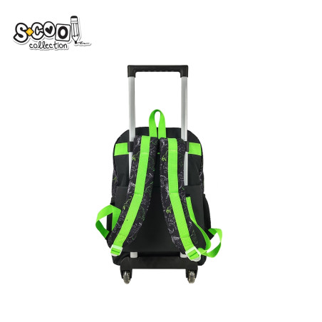 Ghiozdan troller, model DINOSAURS, maner retractabi, buzunar laptop, 45x32x16.5 cm