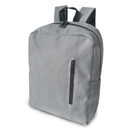 Ghiozdan laptop, gri, buzunar frontal, cursoare metalice, maner, poliester impermeabil, 40x31x11 cm