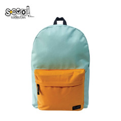 Ghiozdan clasic, compartiment cu fermoar ascuns, bretele reglabile, turcoaz/portocaliu, 30x16x43 cm