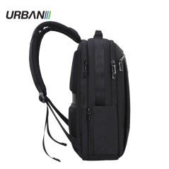Ghiozdan URBAN BLACK cu 2 compartimente, buzunar tableta, baza impermeabila, maner, 43x29x12 cm