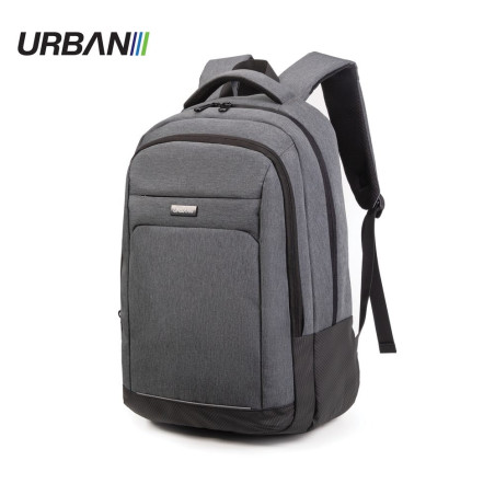 Ghiozdan cu compartiment laptop, desgin simplu, bretele late si reglabile, fermoar, 47 cm, gri