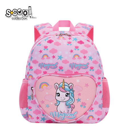 Ghiozdan de gradinita MAGICAL, compartiment captusit, cursoare cu pandantive, 3-5 ani, 30x24x9 cm, roz