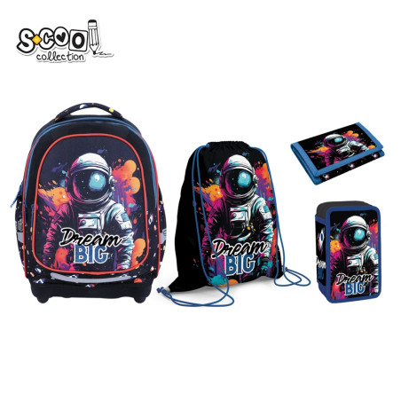 Set elevi, ghiozdan, penar echipat, sac sport, portofel, Dream Big, multicolor