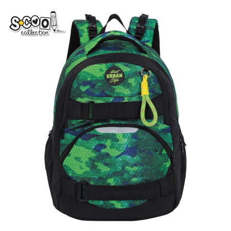 Ghiozdan ergonomic elevi, 2 compartimente, 28 litri, GREEN ARMY, 43x29x22 cm