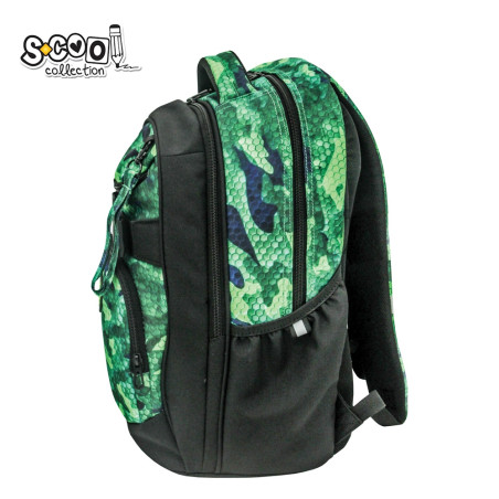 Ghiozdan ergonomic elevi, 2 compartimente, 28 litri, GREEN ARMY, 43x29x22 cm