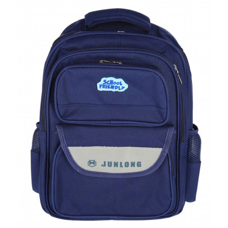 Ghiozdan School Friendly, clasele 1-4, maner, 4 compartimente, textil, bleumarin