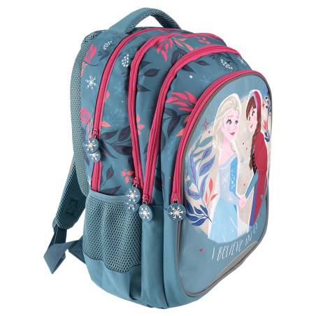 Ghiozdan cu motiv Frozen, pentru fetite, 4 compartimente separate, poliester