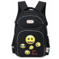 Ghiozdan cu imprimeu emoji, clasic, compartiment spatios, buzunar frontal mic, spate buretat, negru