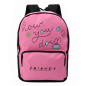 Ghiozdan TEENS FRIENDS, compartiment incapator cu fermoar, buzunar frontal, cusaturi duble, negru si roz