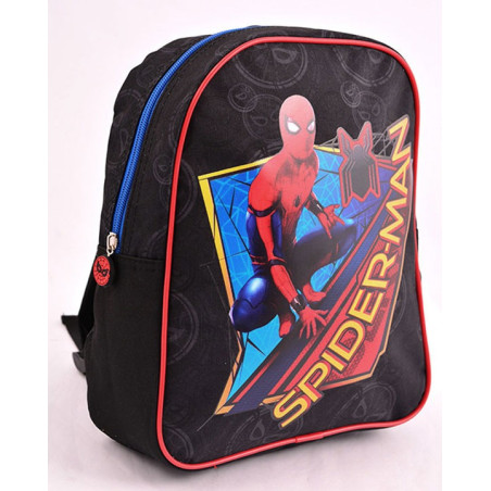 Ghiozdan cu imprimeu SPIDERMAN, bretele ajustabile, impermeabil, inaltime 28 cm, negru