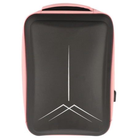 Ghiozdan roz pentru laptop, maner, 3 compartimente, inaltime 41 cm, poliester