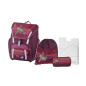 Set ghiozdan LAZY LEWIS SMART, etui, sac sport si cutie pentru carti, KidClix, 35 cm, rosu