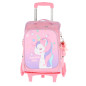 Ghiozdan scolar pentru clasa pregatitoare cu 2 fermoare, troller detasabil cu 6 roti, 18L, roz