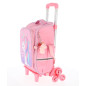 Ghiozdan scolar pentru clasa pregatitoare cu 2 fermoare, troller detasabil cu 6 roti, 18L, roz