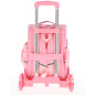 Ghiozdan scolar pentru clasa pregatitoare cu 2 fermoare, troller detasabil cu 6 roti, 18L, roz