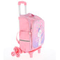 Ghiozdan scolar pentru clasa pregatitoare cu 2 fermoare, troller detasabil cu 6 roti, 18L, roz