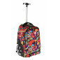 Ghiozdan troller Power, compartiment laptop, maner telescopic, buzunare frontale, 50 cm, multicolor